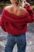 'Zenithra' Knit Off Shoulder Red Sweater - Celes Fashion